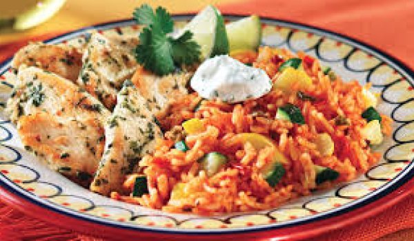 Cilantro Chicken with Zucchini Spanish Rice Recipe