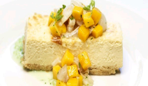 Coconut-Lime Cheesecake With Mango Coulis