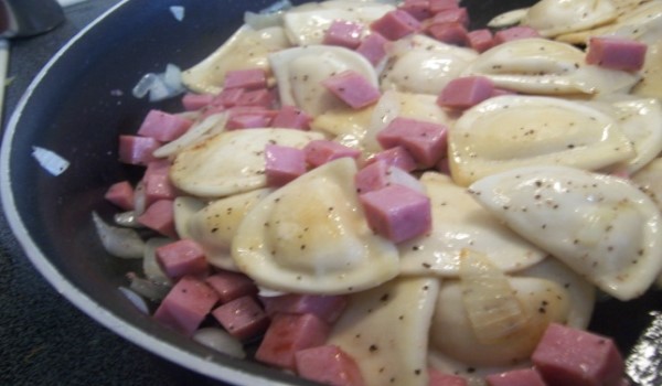 Pan Fried Pierogies With Ham