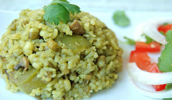 Sprouted Green Gram Pulav Recipe